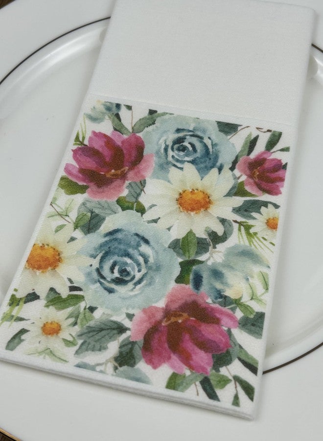 JEBBLAS 50Pcs Flower Design Linen Feel Napkins with Built-in Flatware Pocket, Pocket Napkins for Silverware, Disposable Napkins for Wedding, Dinner Party, Christmas, Baby shower - Image 4